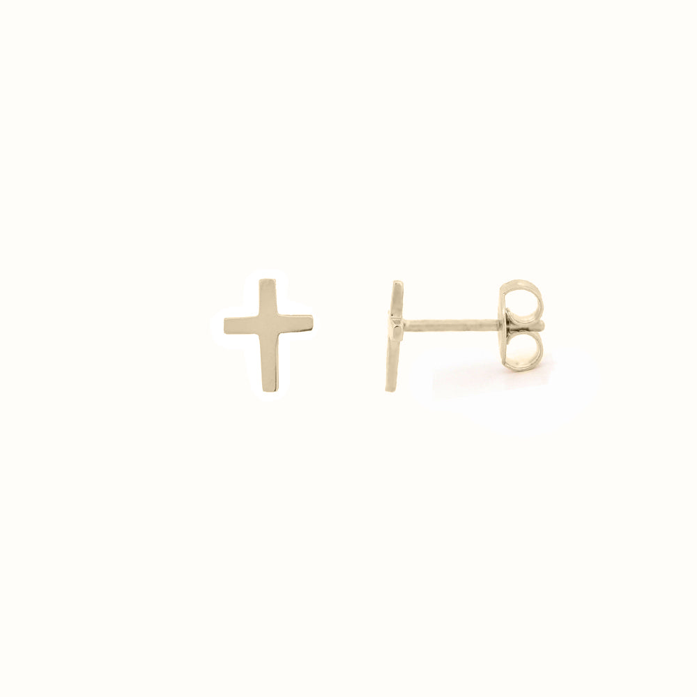 9ct Yellow Gold Cross Stud Earrings