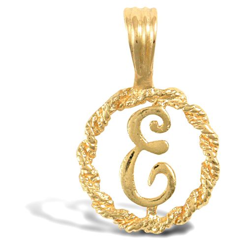 JIN001-E | 9ct Yellow Gold Rope initial Pendant