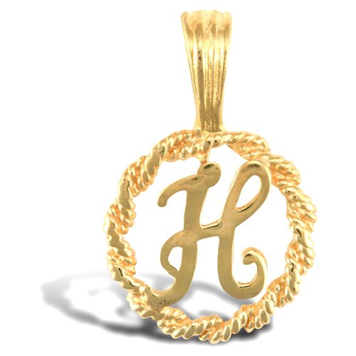 JIN001-H | 9ct Yellow Gold Rope initial Pendant