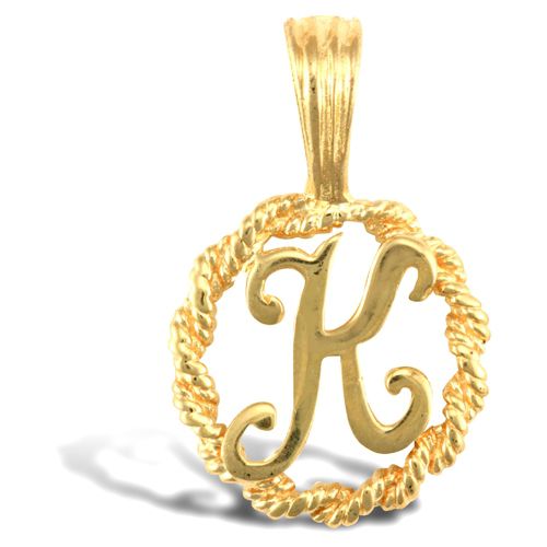 JIN001-K | 9ct Yellow Gold Rope initial Pendant