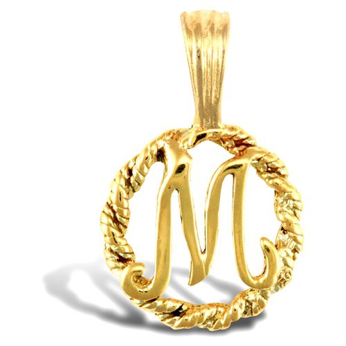 JIN001-M | 9ct Yellow Gold Rope initial Pendant