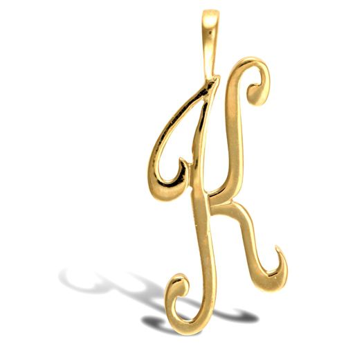 JIN002-K | 9ct Yellow Gold Polished Script Initial Pendant