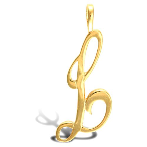 JIN002-L | 9ct Yellow Gold Polished Script Initial Pendant