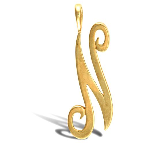 JIN002-N | 9ct Yellow Gold Polished Script Initial Pendant