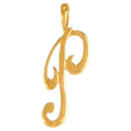 JIN002-P | 9ct Yellow Gold Polished Script Initial Pendant