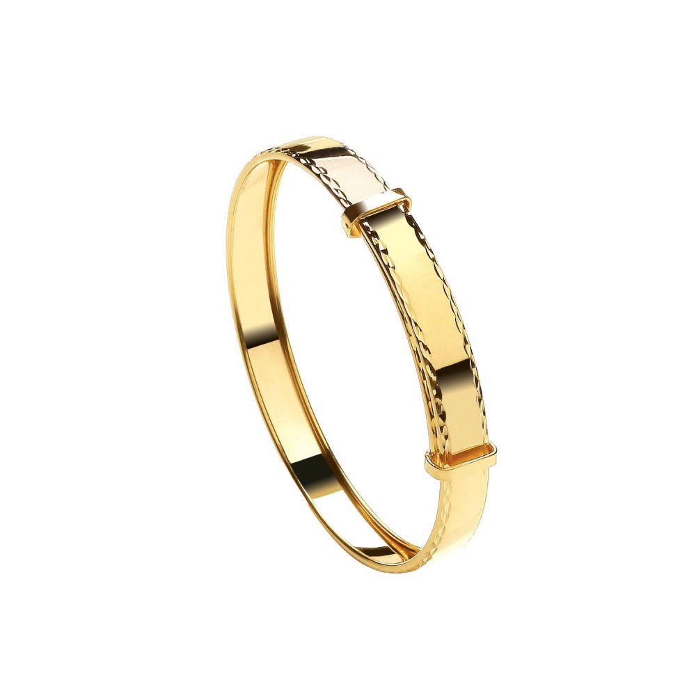 JKB109C | 9ct Yellow Gold Childs 5mm Diamond Cut Expandable Bangle