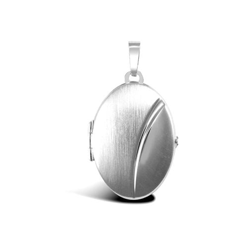 JLC110 | 9ct White Gold Matt And Polished Oval Locket