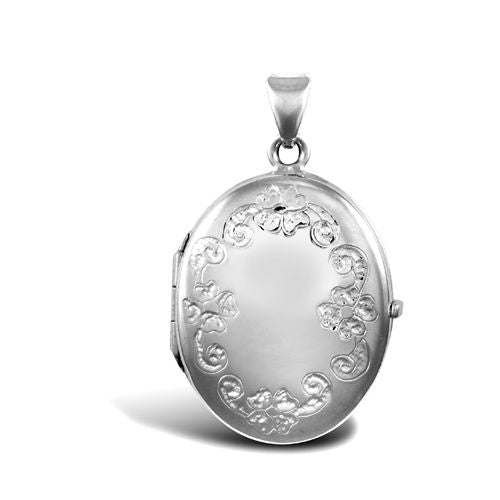 9ct White Gold Oval Locket