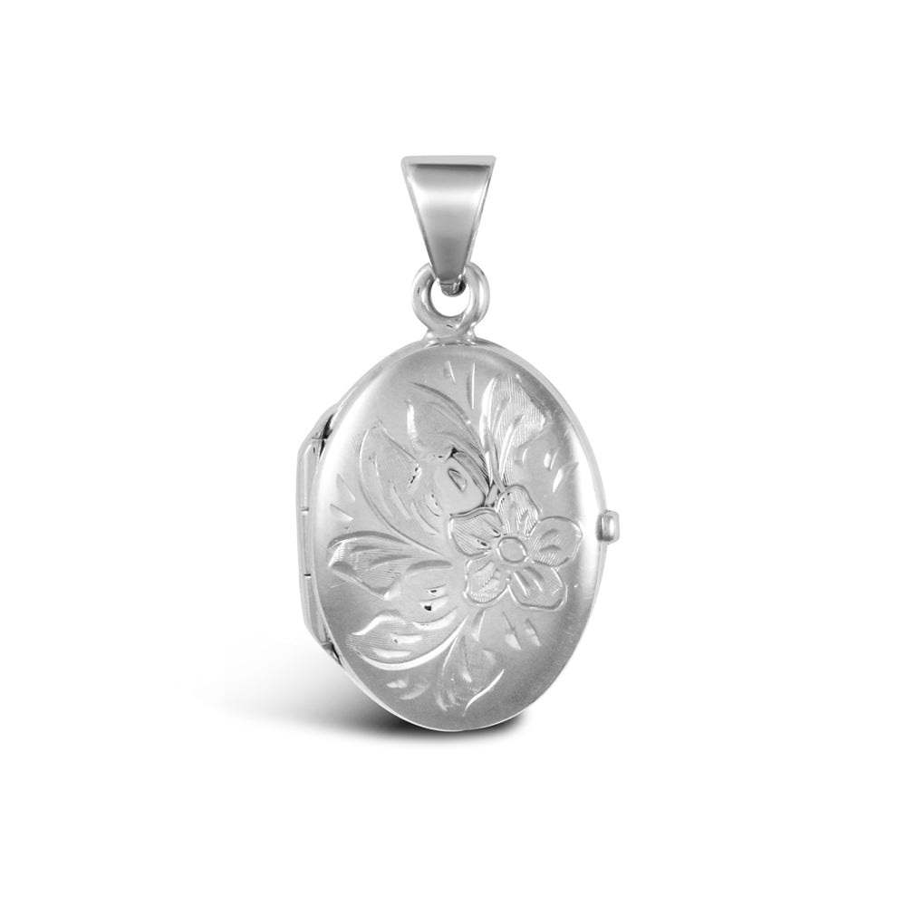 9ct White Gold Oval Locket