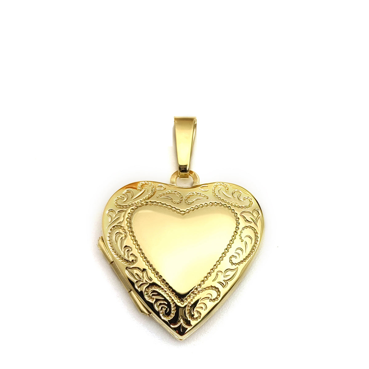 9ct Yellow Gold Engraved Heart Shape Locket