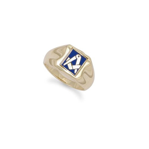 JMS020 | 9ct Yellow Gold Enamelled Swivel Centre Masonic Ring