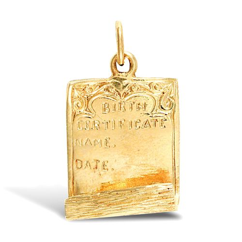 JPD292 | 9ct Yellow Gold Birth Certificate Pendant