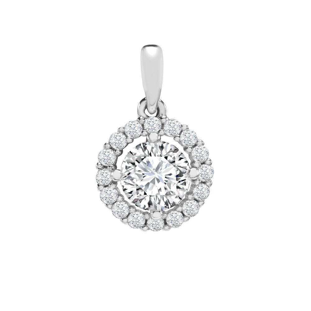 9ct White Cubic Zirconia Set Halo Pendant