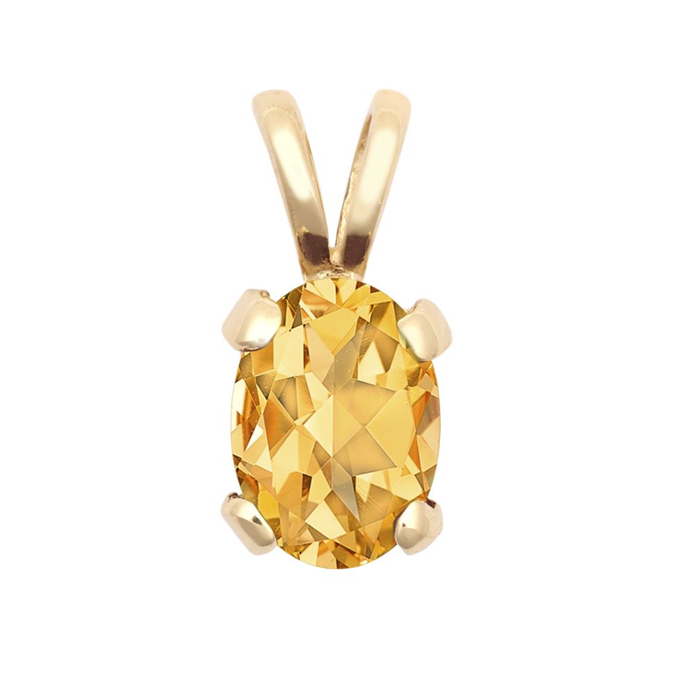 JPD601 | 9ct Yellow Gold 7x5 Citrine Pendant