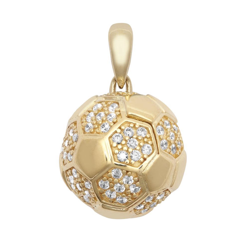 JPD607 | 9ct Yellow Gold CZ set Football pendant