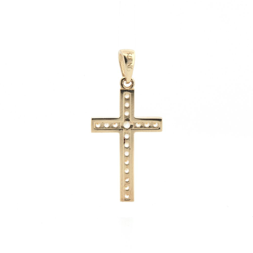 JPX149 | 9ct Yellow Gold Channel Set CZ Cross