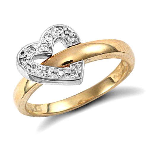 JRN108CZ | 9ct Yellow Gold Cubic Zirconia Flip Over Heart Ring