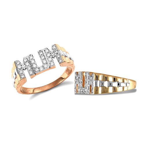 JRN124 | 9ct Yellow Gold Cubic Zirconia Mum Ring