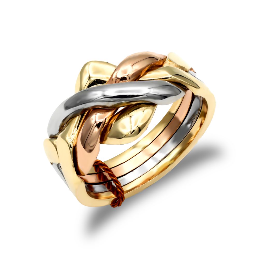 9ct 3 Colour Gold 4 Piece Puzzle Ring