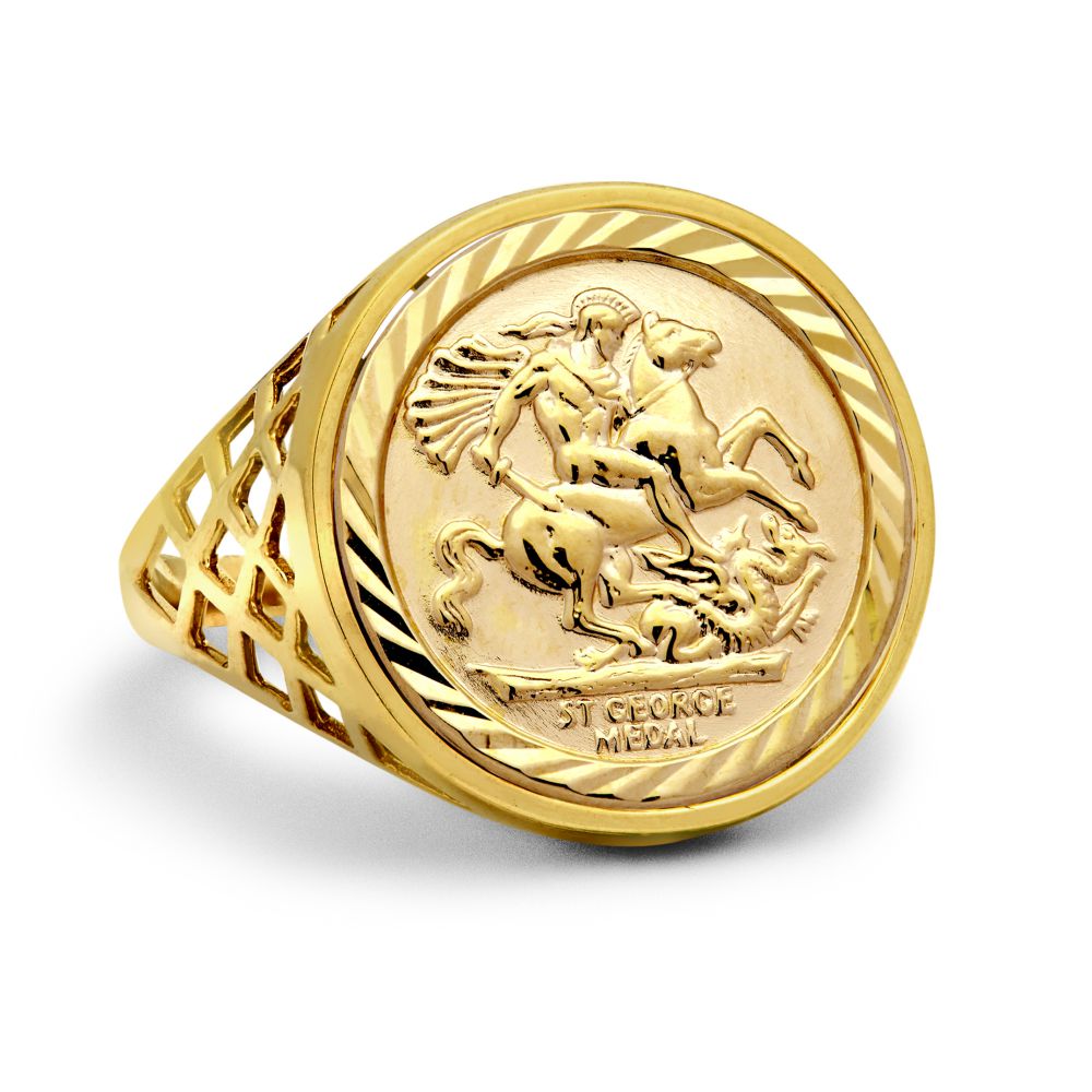 JRN165 | 9ct Yellow Gold Half St George Ring