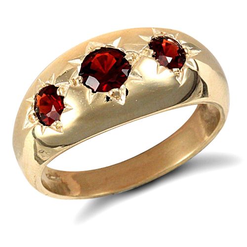 JRN215 | 9ct Yellow Gold Gents Garnet Ring