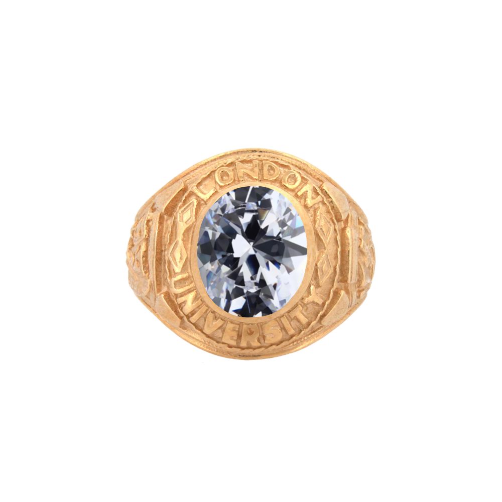 JRN344 | 9ct Yellow Gold Cubic Zirconia Stone College Ring