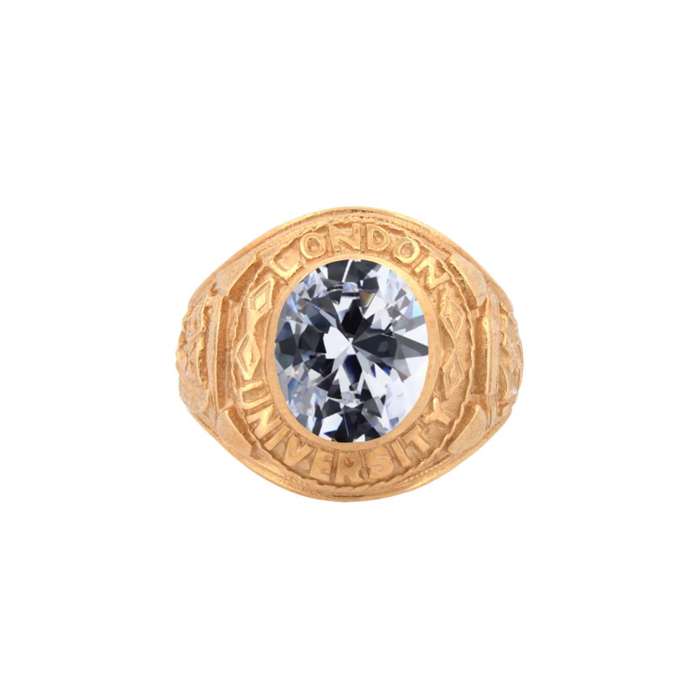 9ct Yellow Gold Cubic Zirconia Stone College Ring