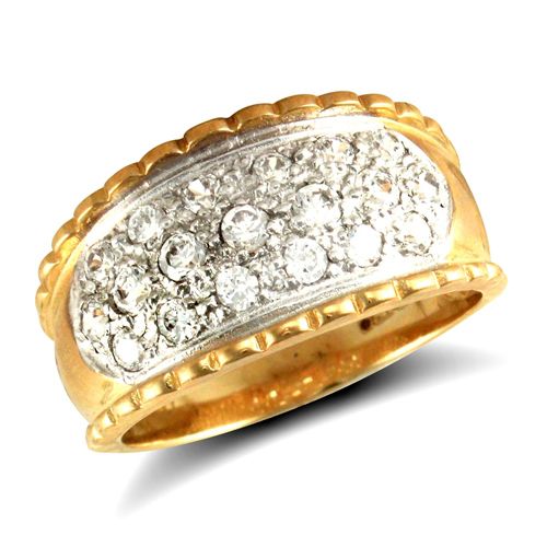 JRN365 | 9ct Yellow 3 Row CZ Bombay Ring