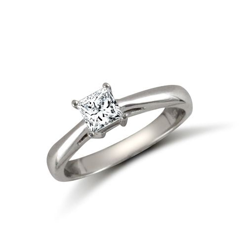 9ct White Princess Cut Cubic Zirconia Solitaire Ring