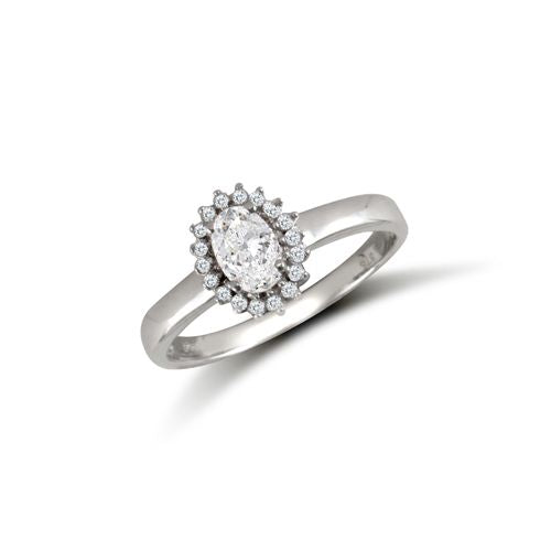 JRN516 | 9ct White Ladies CZ Oval Cluster Ring