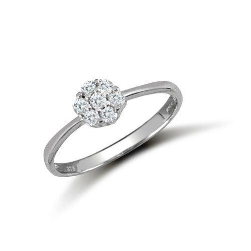 JRN520 | 9ct White Ladies CZ 7 Stone Cluster Ring