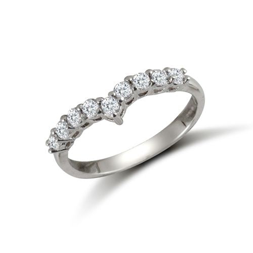 9ct White Ladies Cubic Zirconia Wishbone Ring