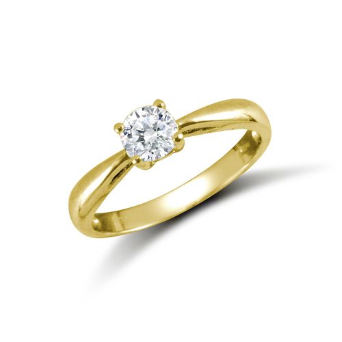 JRN534 | 9ct Yellow Rbc CZ Solitaire Ring