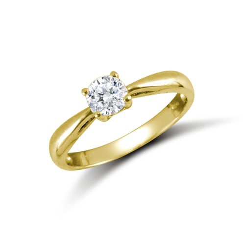 9ct Yellow Rbc Cubic Zirconia Solitaire Ring