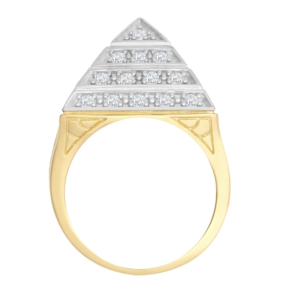 ARN131C-GP | 925 Silver Gold Plated CZ Set Pyramid Ring