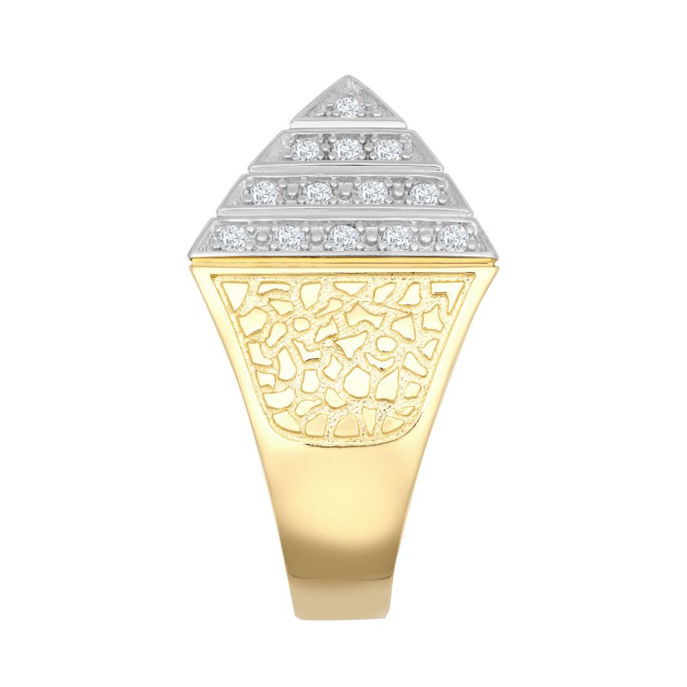 ARN131C-GP | 925 Silver Gold Plated CZ Set Pyramid Ring