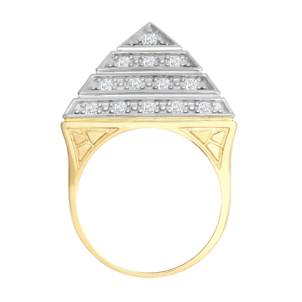 JRN565 | 9ct Yellow Gold 1.5 Ounce CZ Set Pyramid Ring