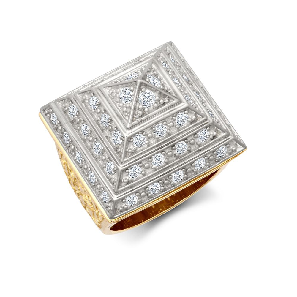 JRN565 | 9ct Yellow Gold 1.5 Ounce CZ Set Pyramid Ring