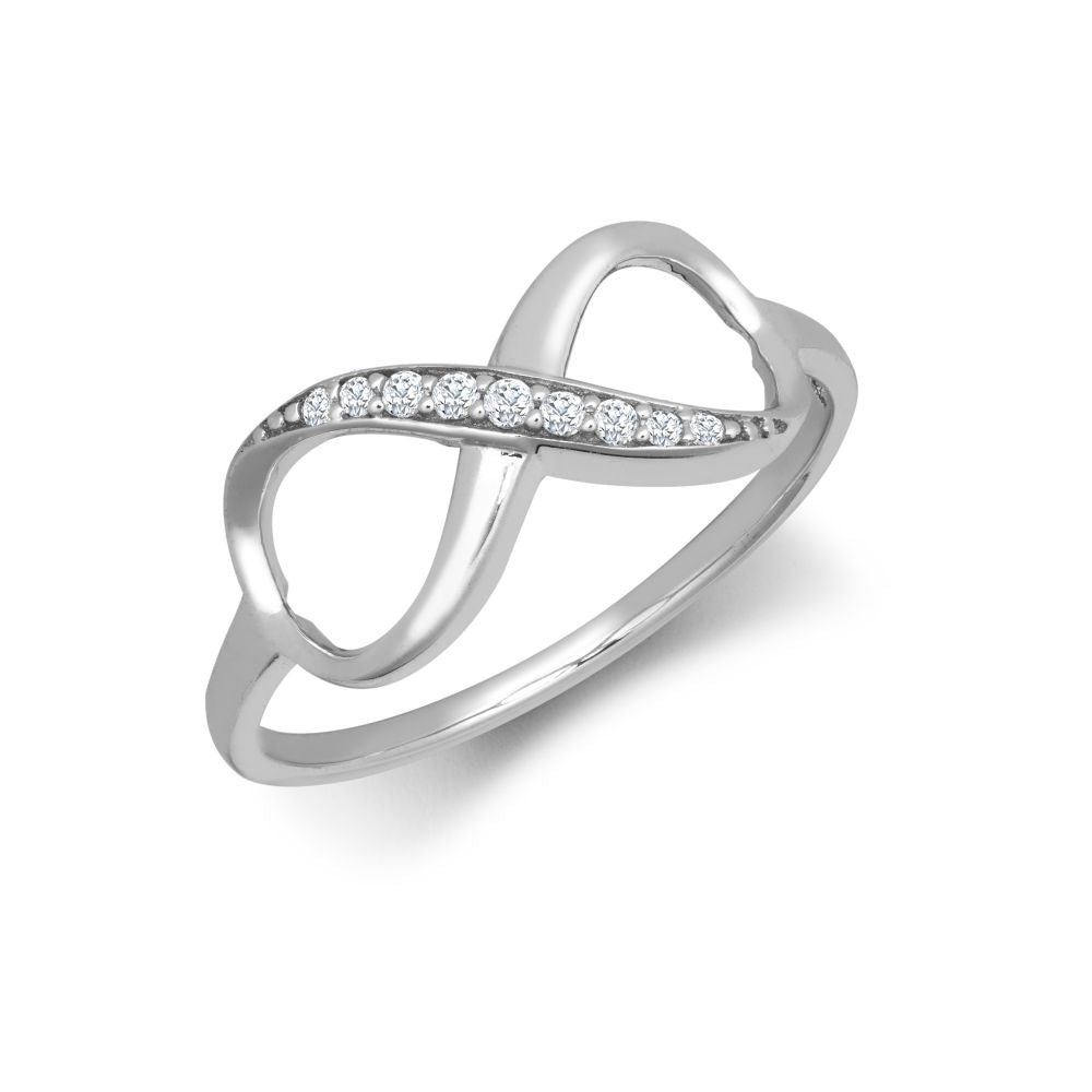 9ct White Cubic Zirconia Set Infinity Ring