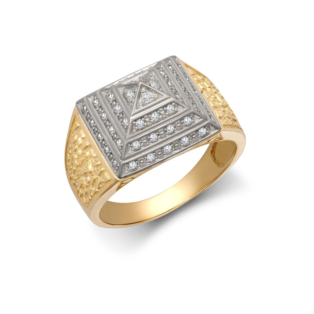 JRN578 | 9ct Yellow Gold CZ Set Pyramid Ring