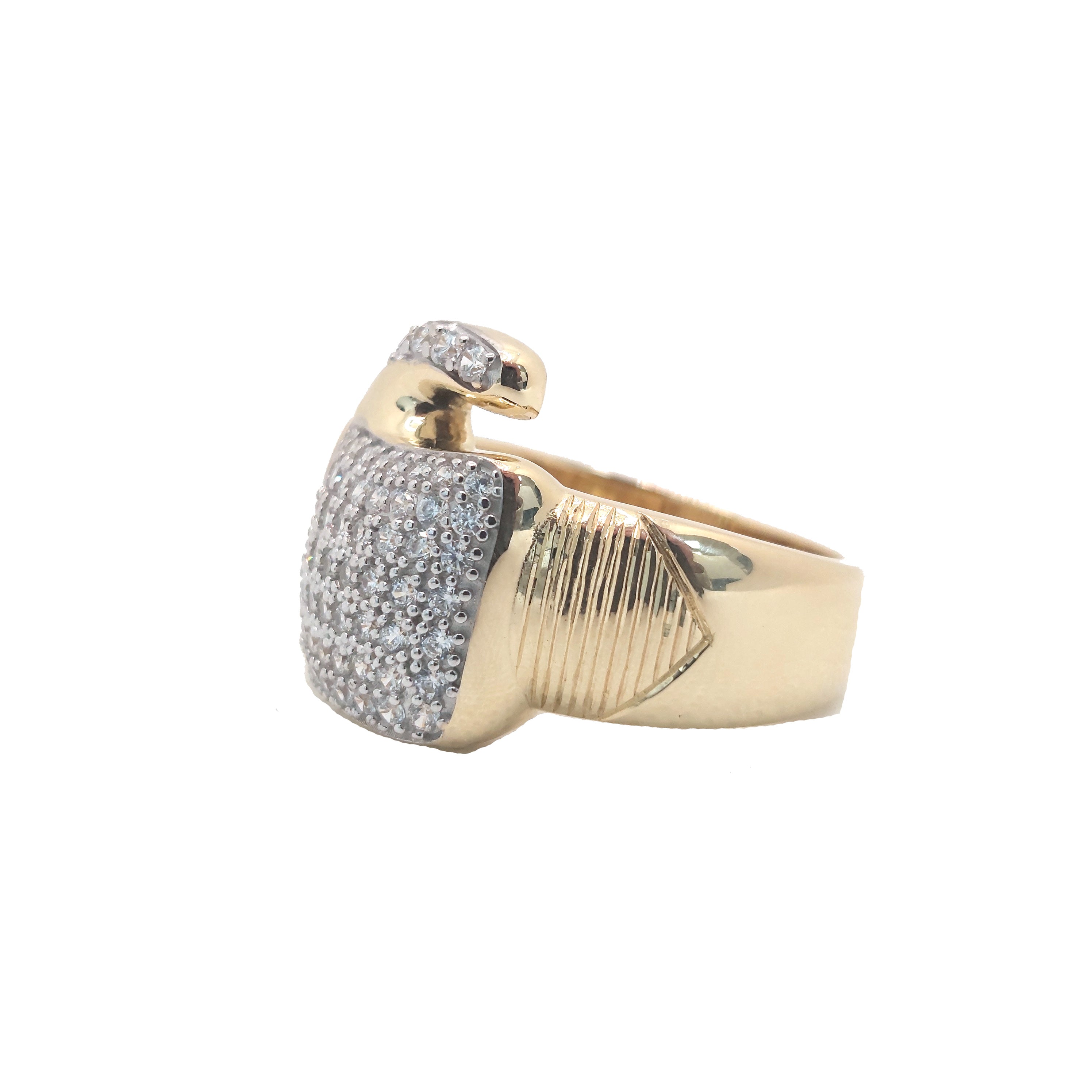 JRN589 | 9ct Yellow Gold Cubic Zirconia Boxing Glove Ring