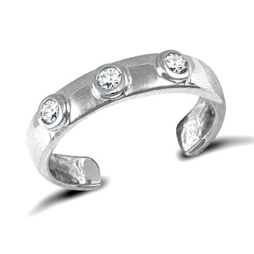 9ct White Gold Cubic Zirconia Toe Ring