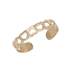 9ct Gold Hearts Toe Ring