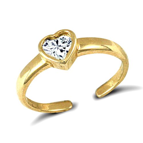 JTR017 | 9ct Yellow Gold Cubic Zirconia Heart Toe Ring