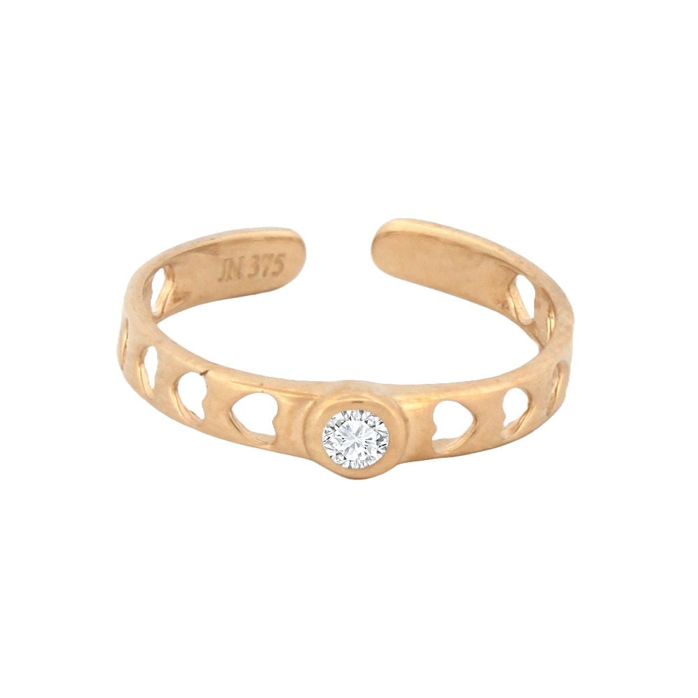 JTR023 | 9ct Yellow CZ set & hearts toe ring