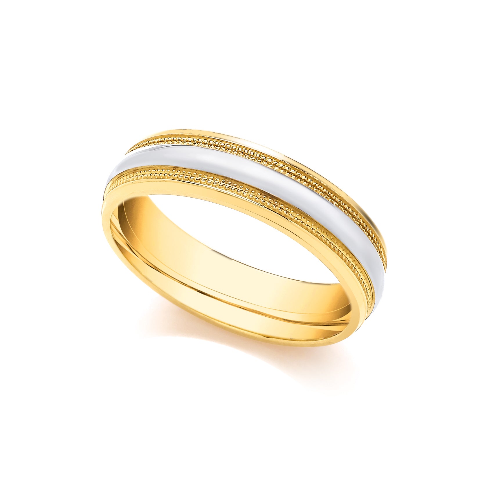 JWR104-18-4 | 18ct Yellow and White Fancy 4mm Wedding Band