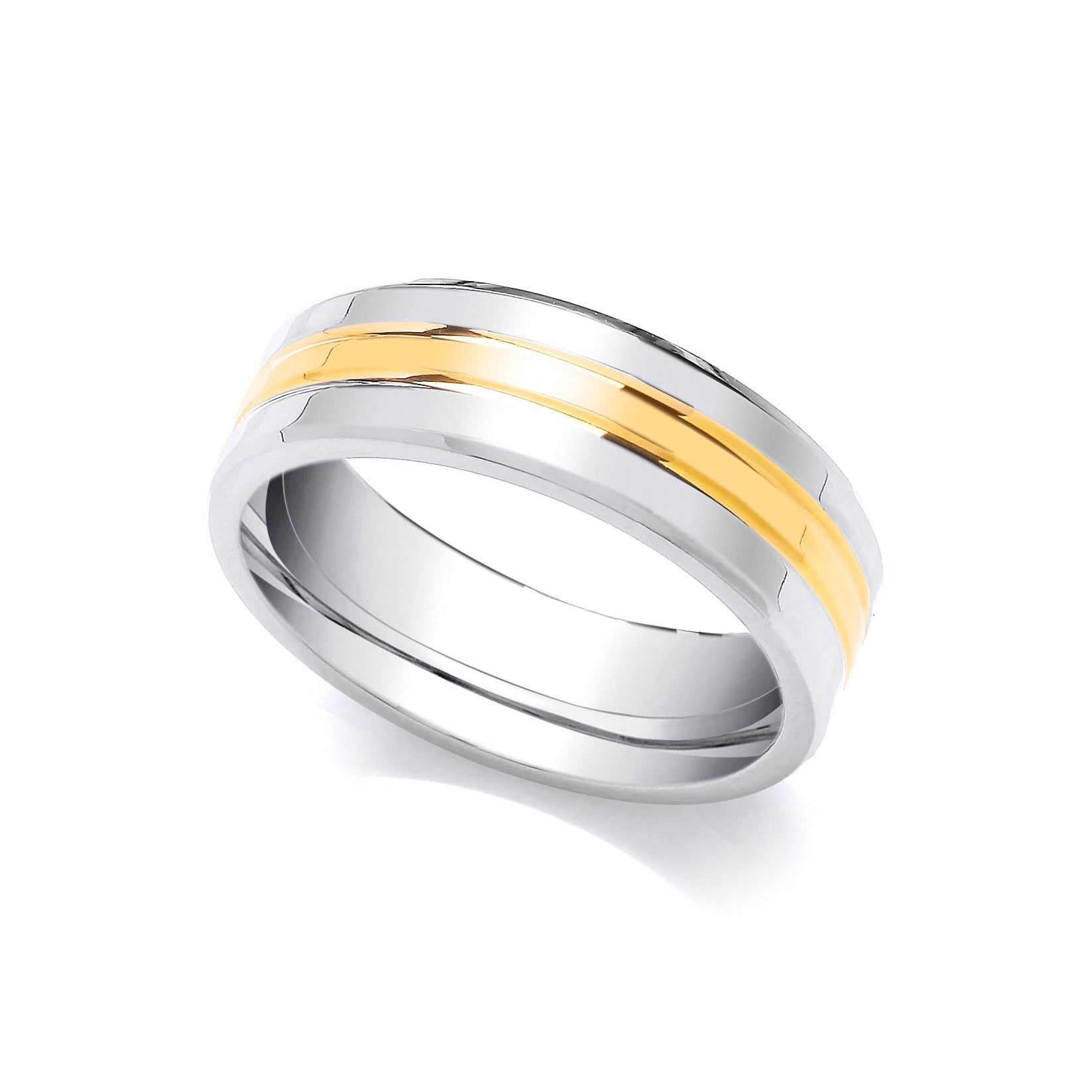 9ct White and Yellow Fancy 6mm Wedding Band