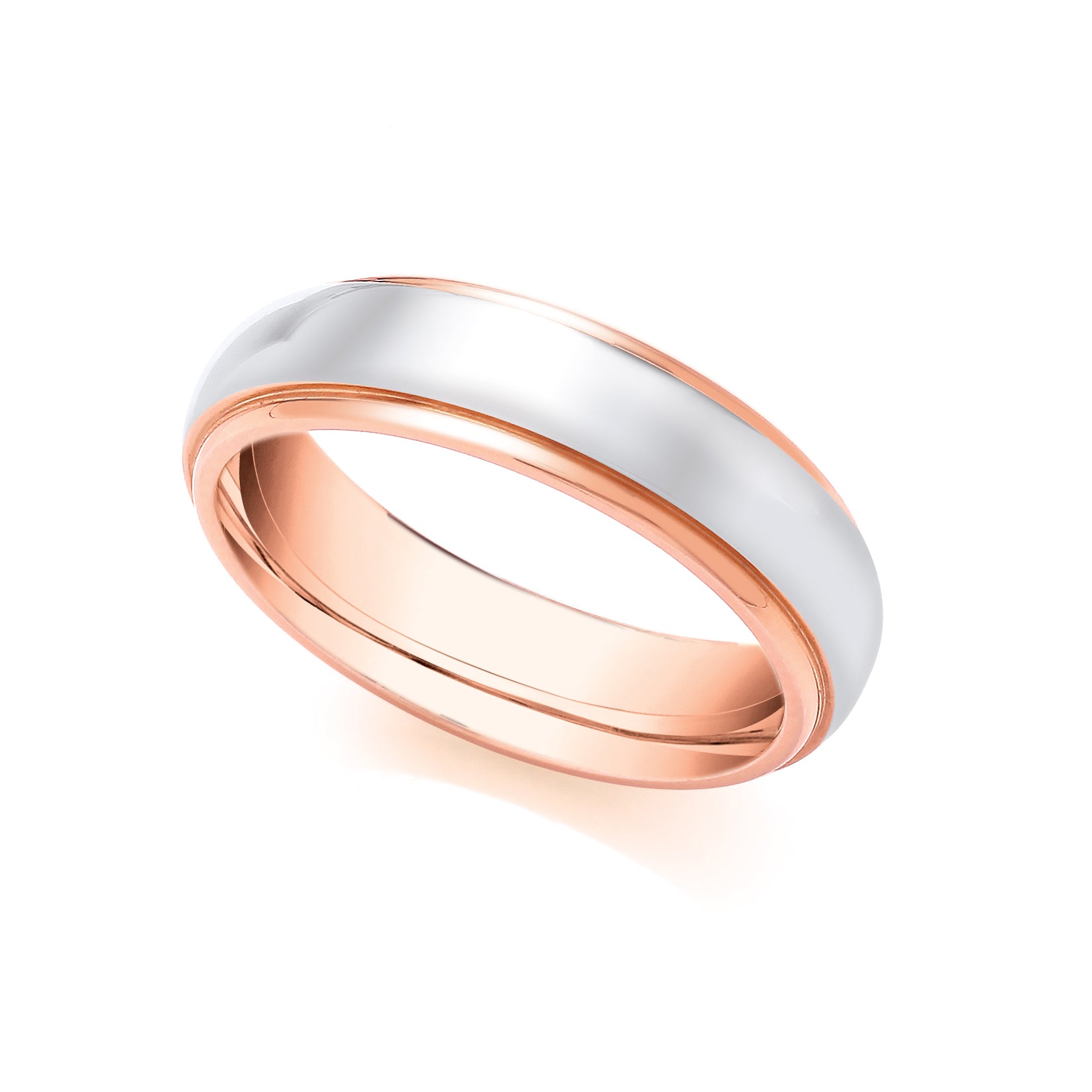 JWR132-18-4 | 2 Colour 18ct Rose and White Fancy 4mm Wedding Ring