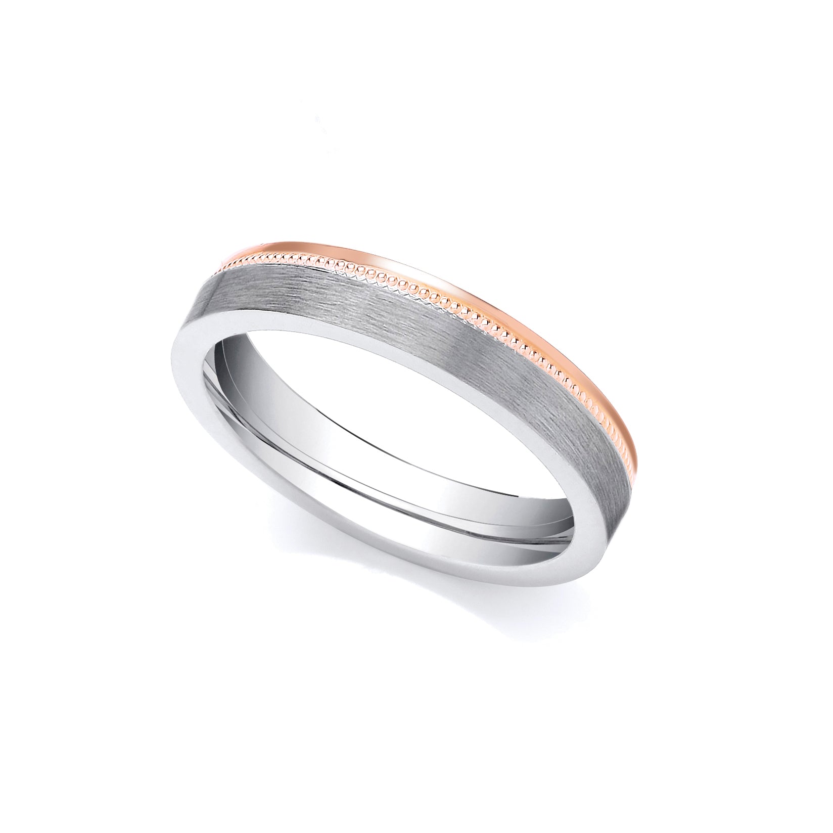 2 Colour 9ct Rose and White Fancy Wedding Ring