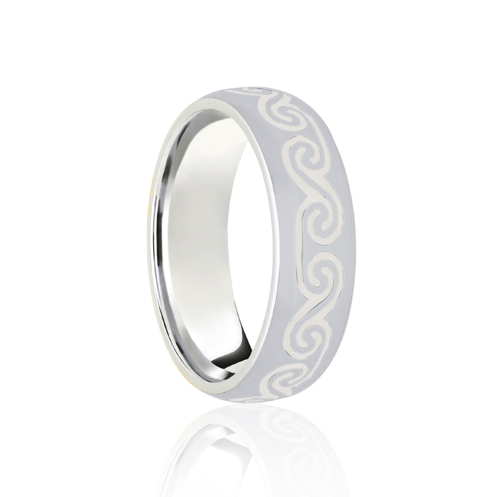 JWR180-P-5 | Platinum Court 5mm Celtic Laser Engraved Wedding Band